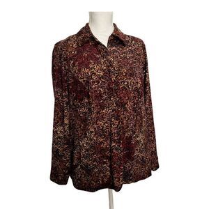𝅺cj Banks Shirt Jacket Size 1X Multicolor Shacket Collared Long Sleeve